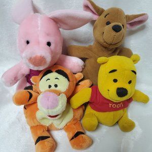 Disney Mini - 5" Winnie the Pooh, 5" Tigger, 6" Roo, 6" Piglet - Stuffed Animals